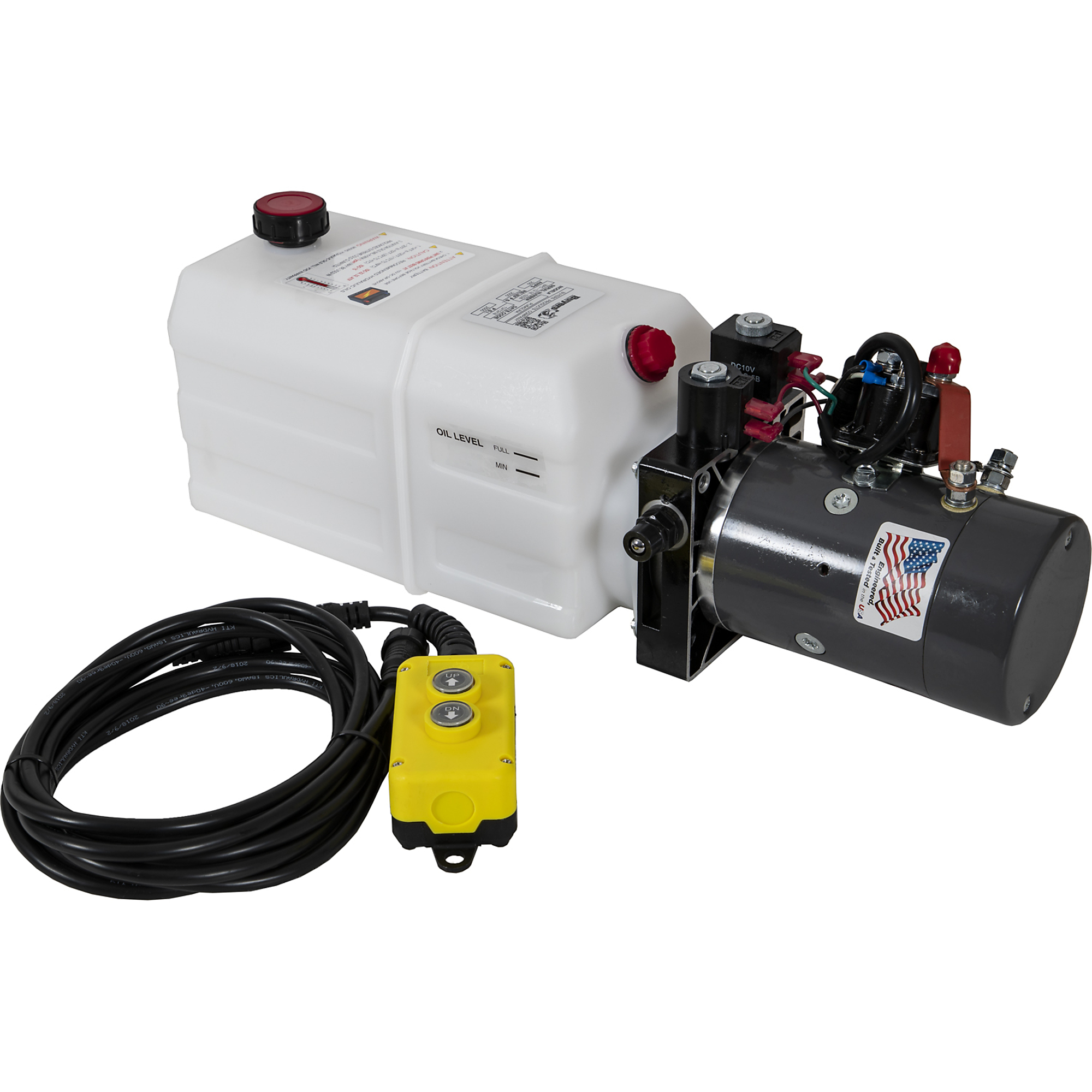 Buyers Products 4-Way DC Power Unit-Electric Controls Horizontal 1.5 Gallon Poly Reservoir, Model # PU642LRA